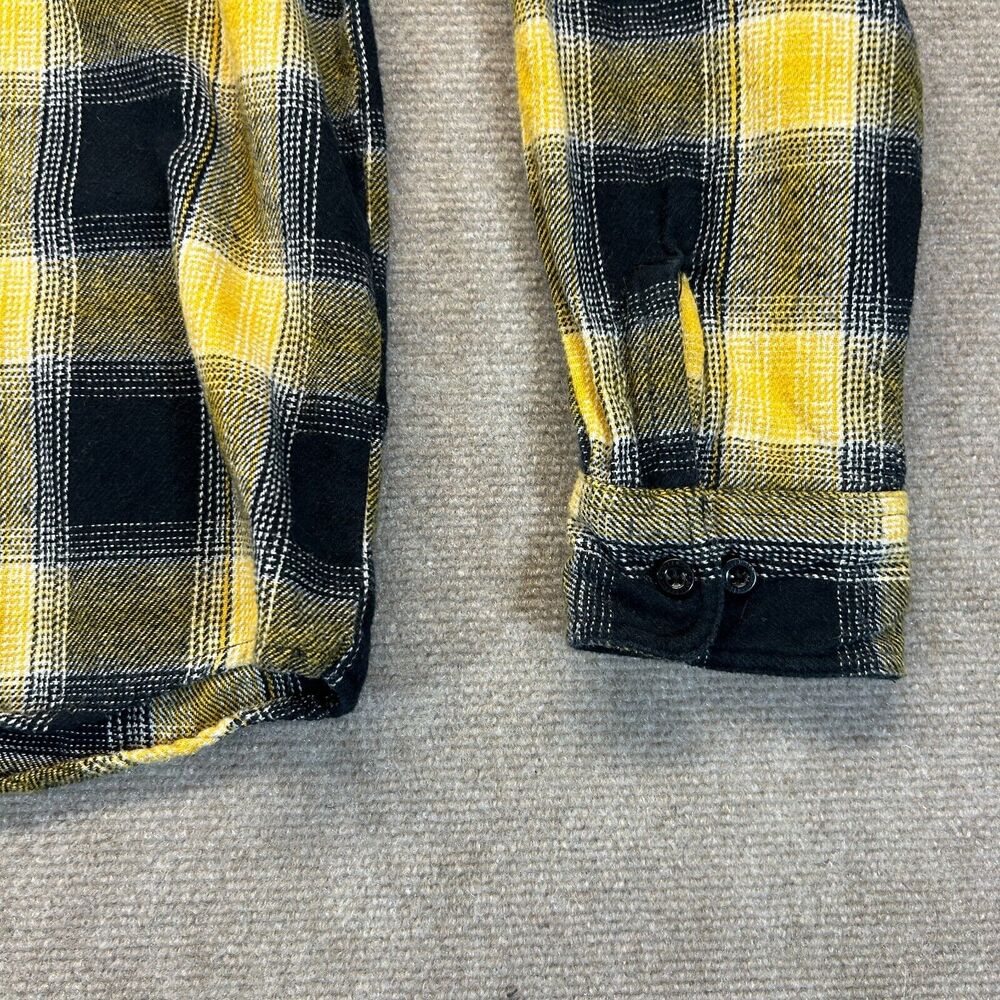 Sullen Honey Flannel Shirt Men's M Long Sleeve Yellow Black Plaid Craft Collect - Picture 3 of 10